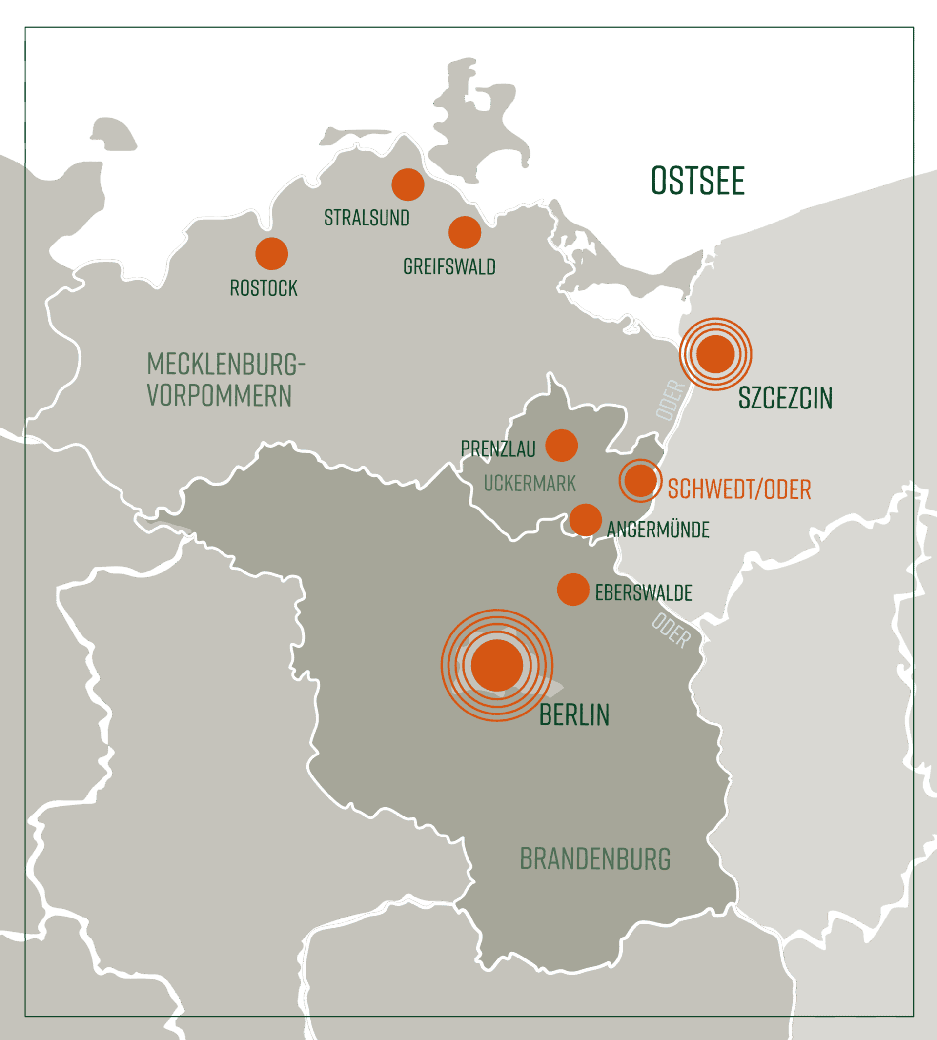 Standortkarte von Startup Labor Schwedt in Deutschland, Fokus auf innovative Unternehmensgründungen.